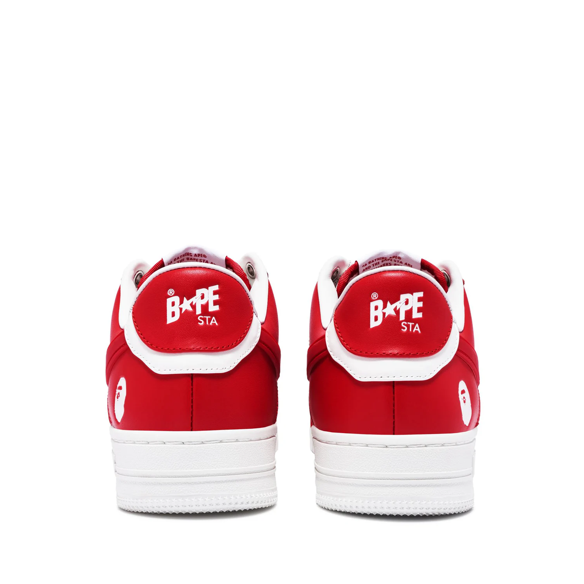 A Bathing Ape Bape Sta 6 low top sneakers in white and red leather