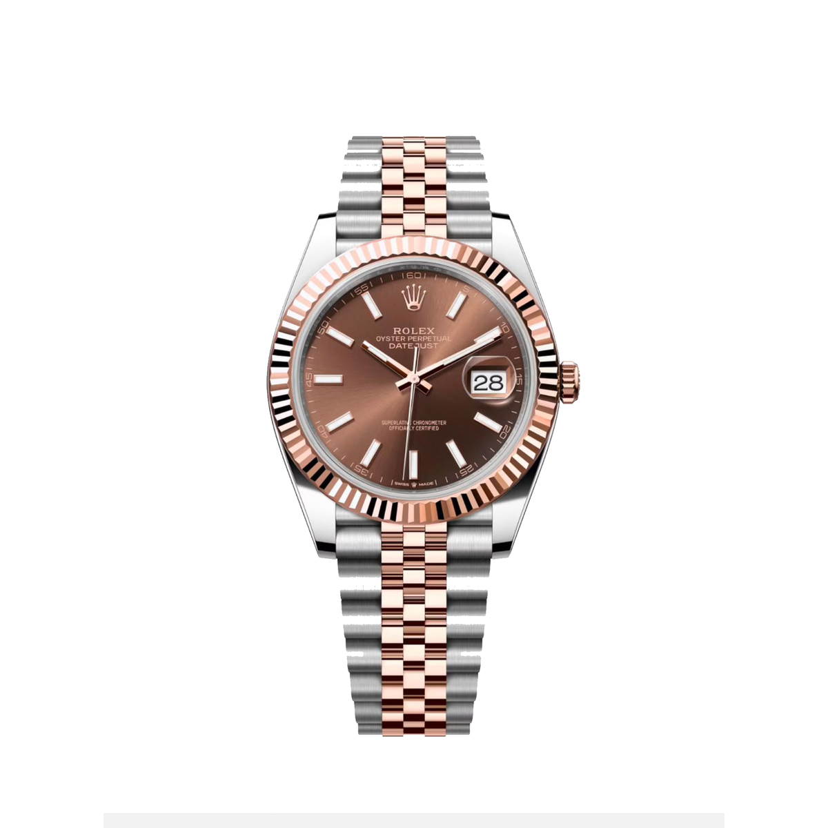Rolex Datejust 41 Ref 126331 features a two tone Everose