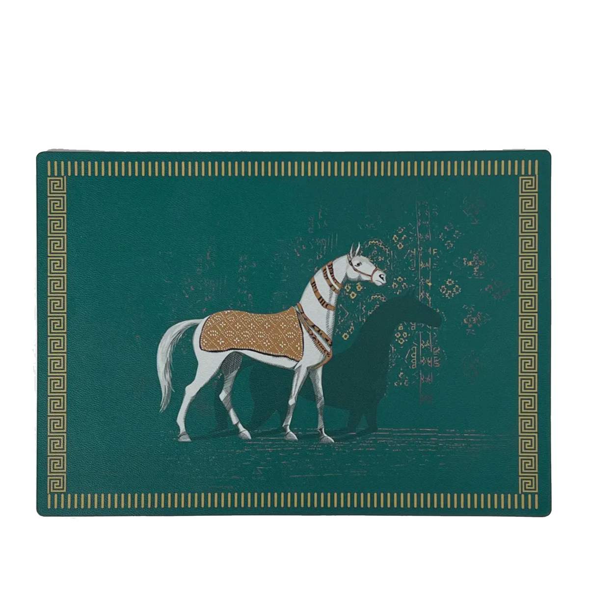 Hermès table placemat featuring a teal green background — view 1