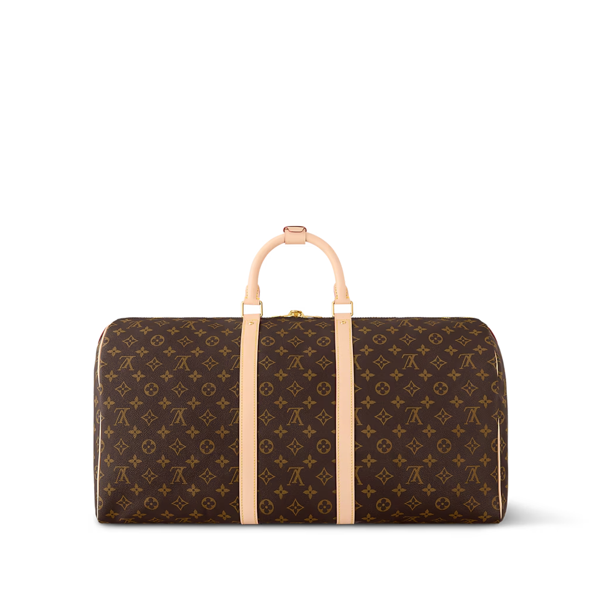 Louis Vuitton Keepall 55 duffle bag in Monogram canvas with natural cowhide leather trim