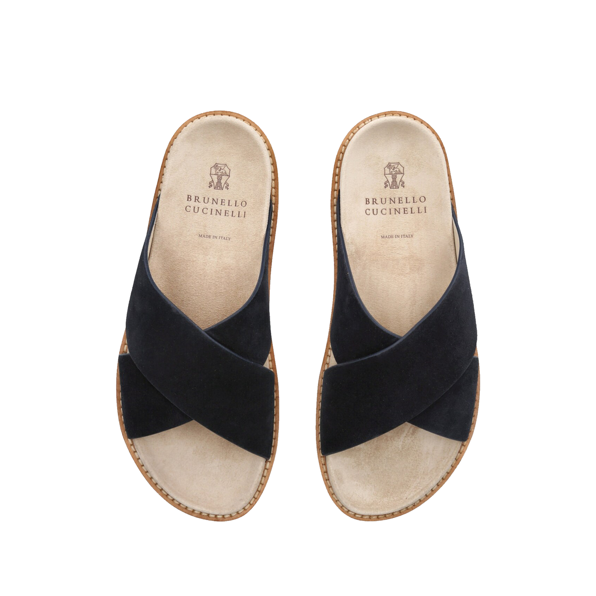 Brunello Cucinelli crossover strap suede sandals