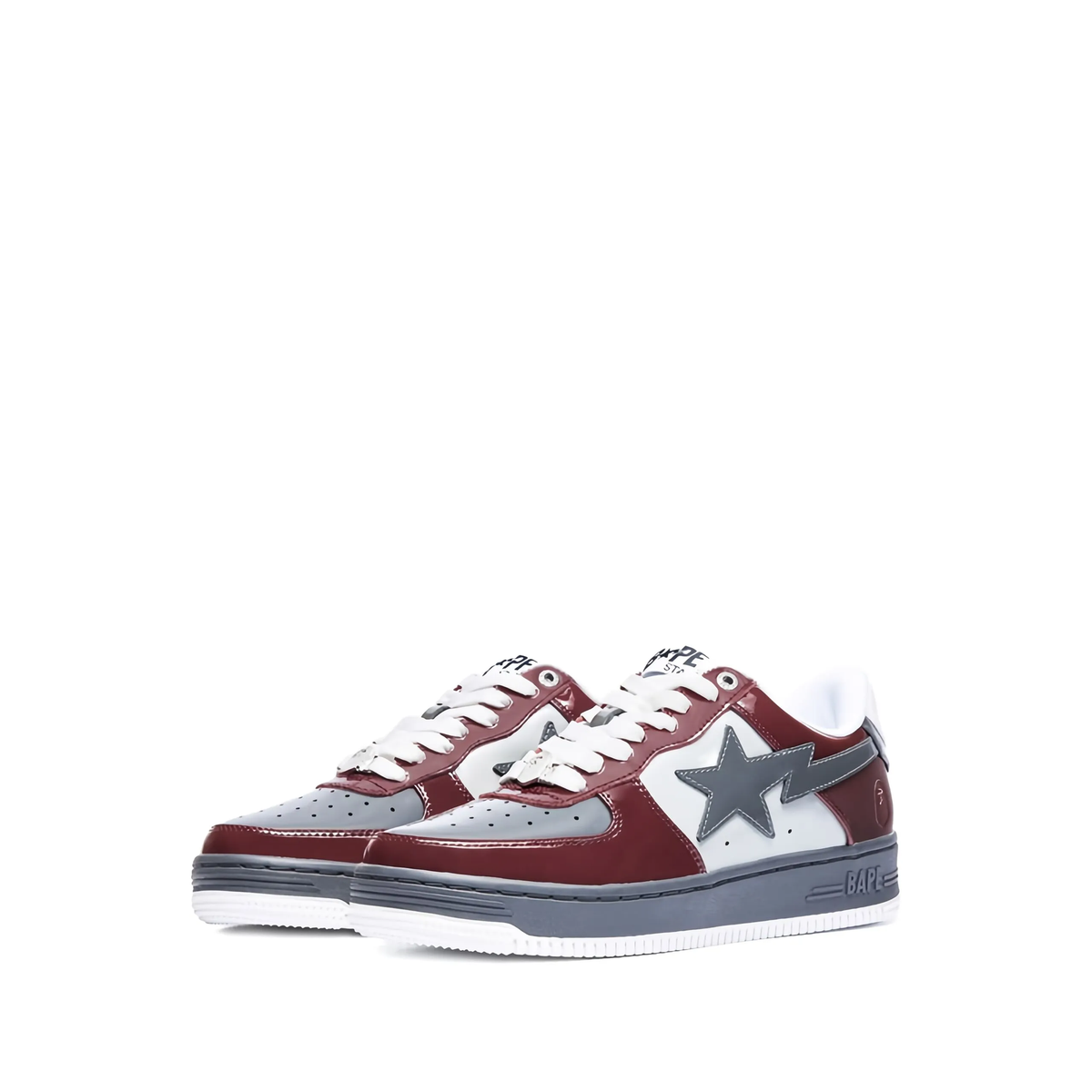 A Bathing Ape Bape Sta 2 M1 sneakers in the burgundy and grey