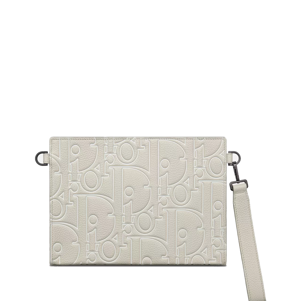 beige Dior Gravity Outline leather A5 triangle pouch