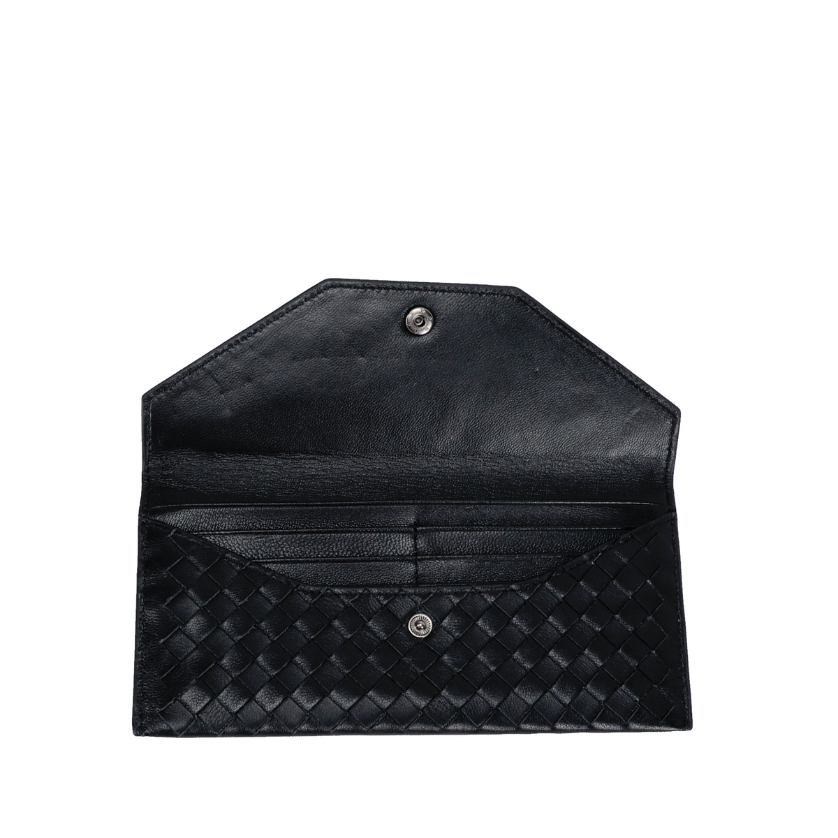 Bottega black genuine sheepskin leather wallet