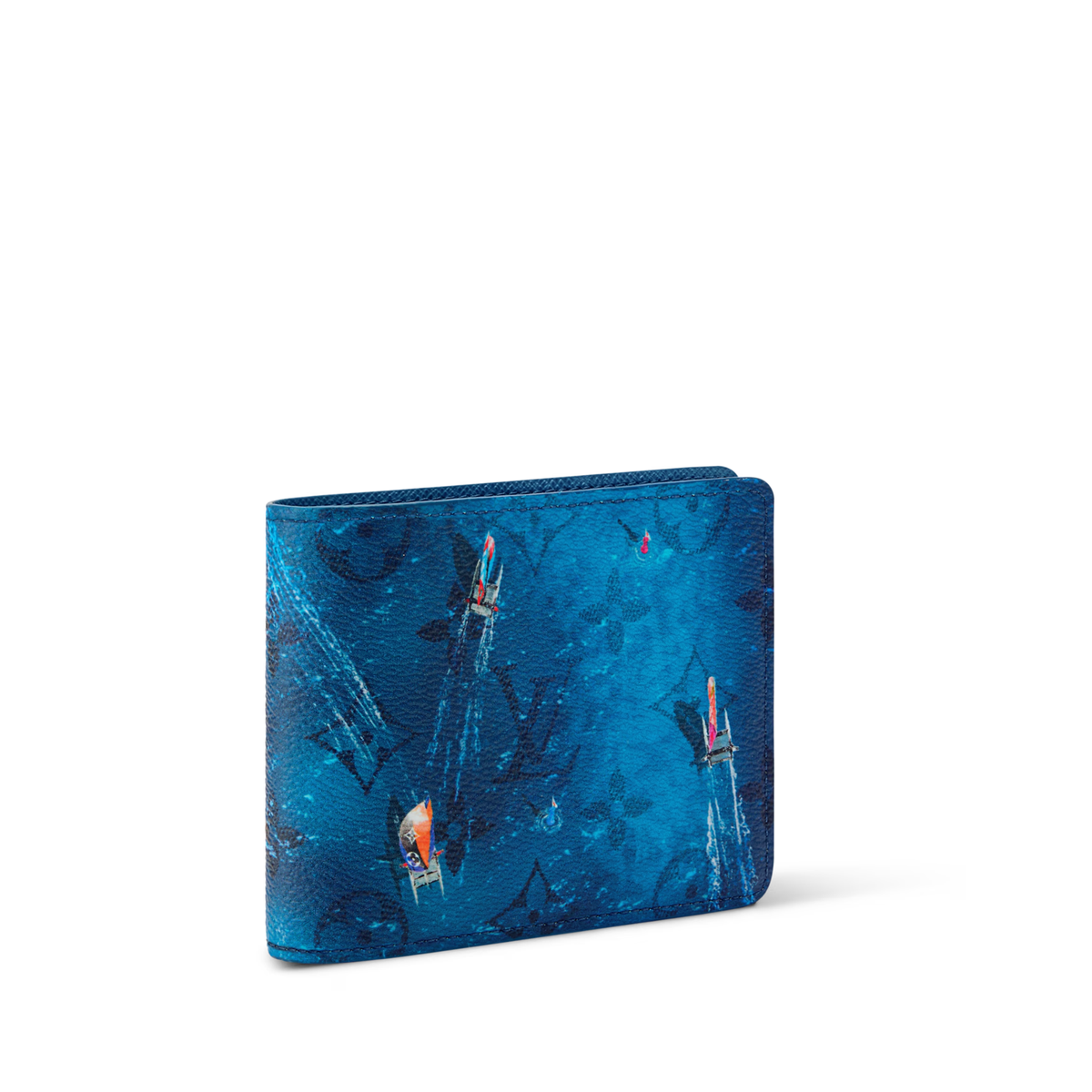 Louis Vuitton Multiple Wallet is crafted from coated canvas featuring a navy blue
