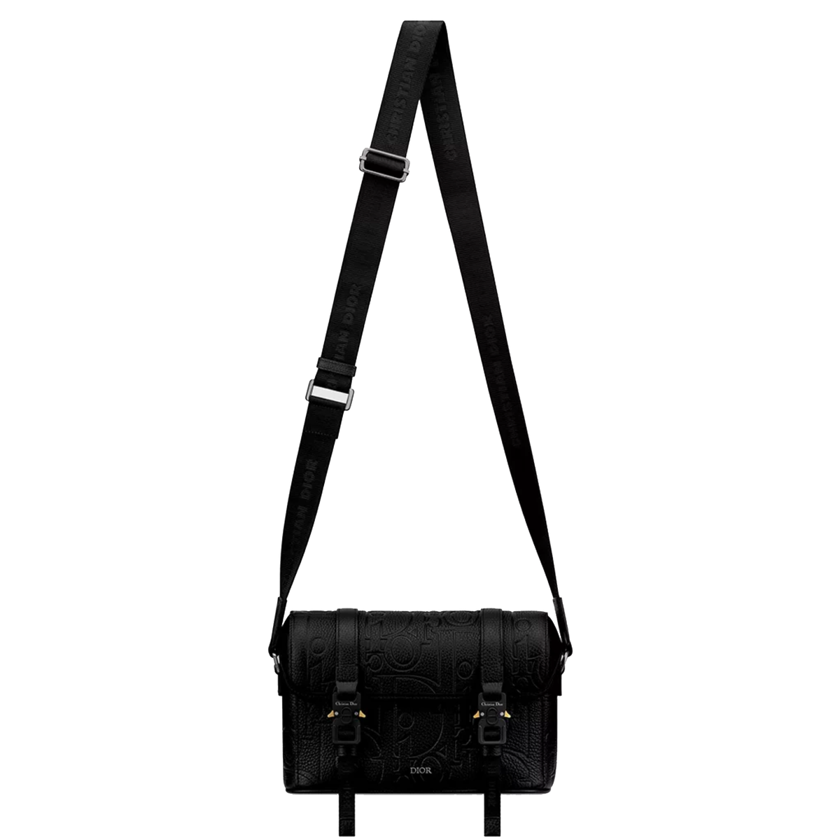 Dior Hit the Road Messenger Bag with Flap in black Dior Gravity leather — view 2