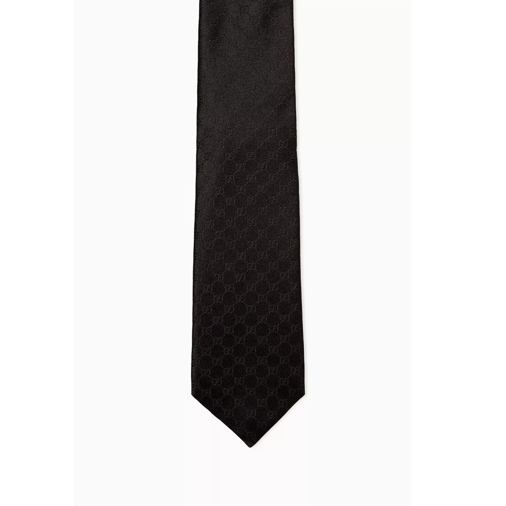Gucci black GG pattern silk jacquard tie