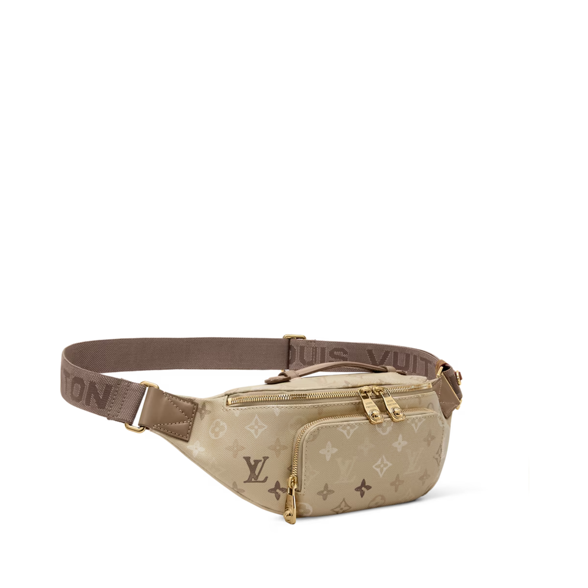 Louis Vuitton Rush Bumbag is featured in a beige Monogram