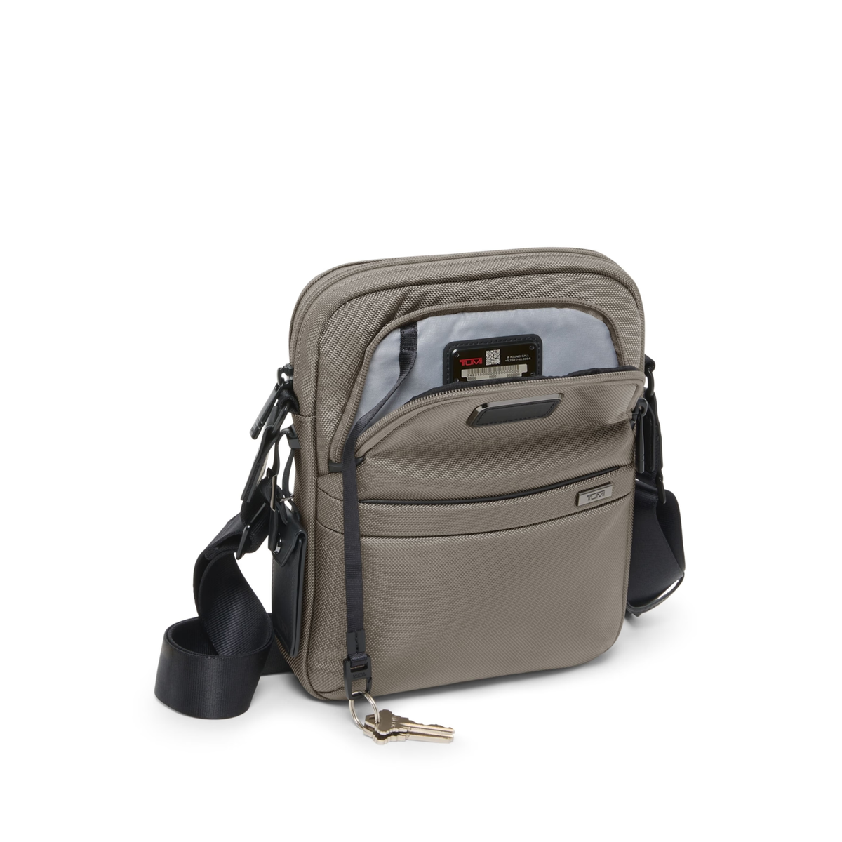 Tumi Alpha Medium Crossbody bag featuring a durable Beige