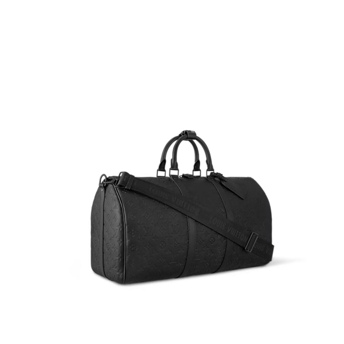 LOUIS VUITTON BLACK KEEPALL BANDOULIRE DUFFLE