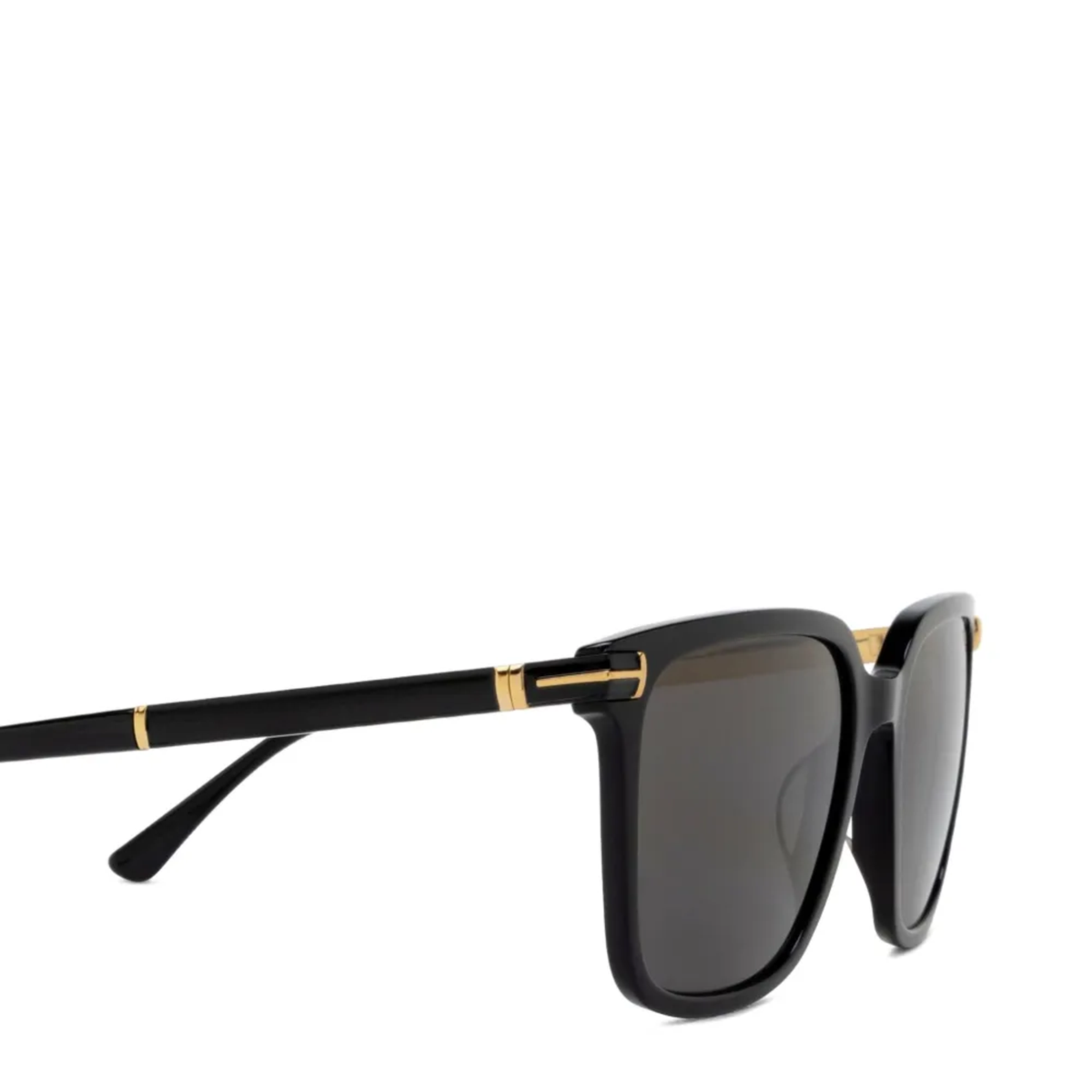 Tom Ford square frame sunglasses in shiny black with grey tinted lenses — view 3