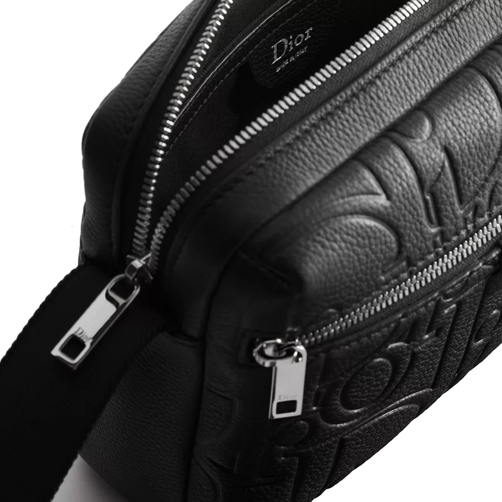 Dior Rider Zipped Messenger Bag is crafted in black Dior Gravity — view 3