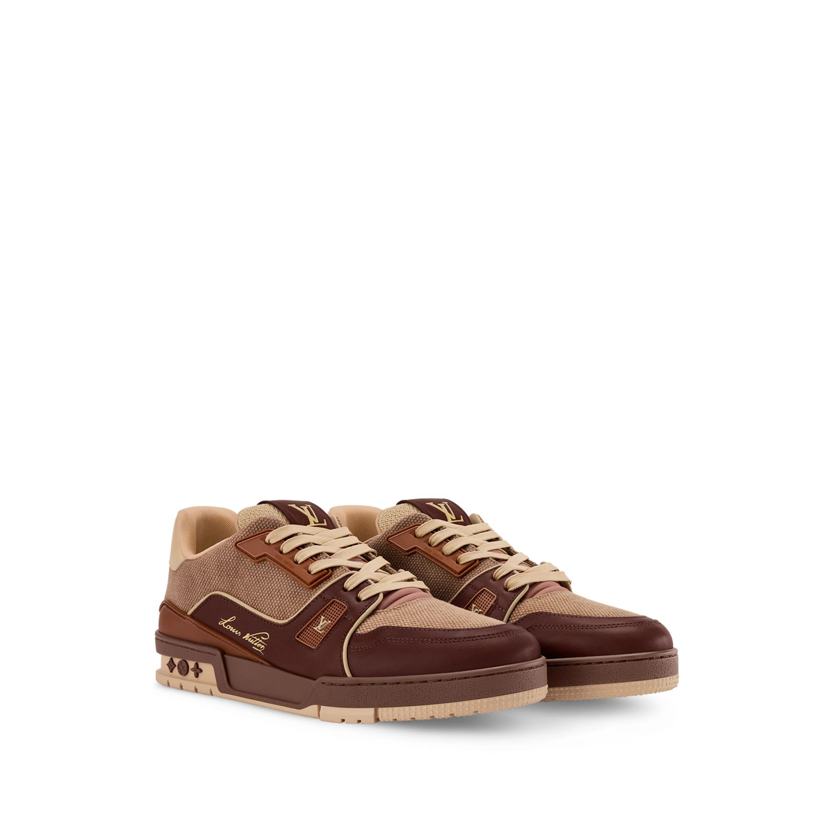 Louis Vuitton LV Trainer Sneaker in marron brown is inspired by vintage basketball