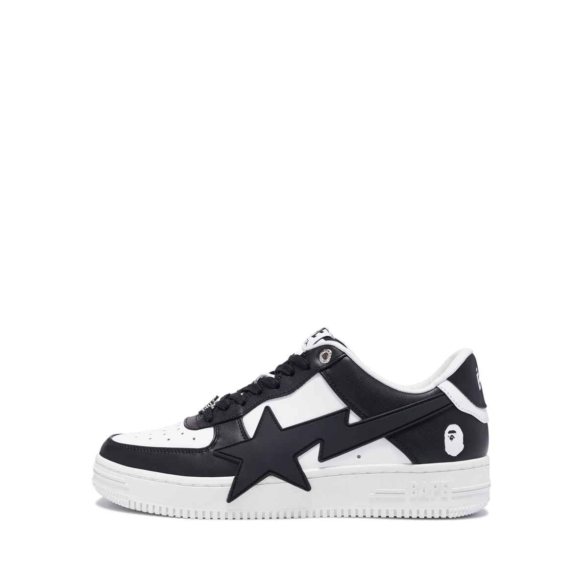 A Bathing Ape Bape Sta OS sneaker in a black and white colorway