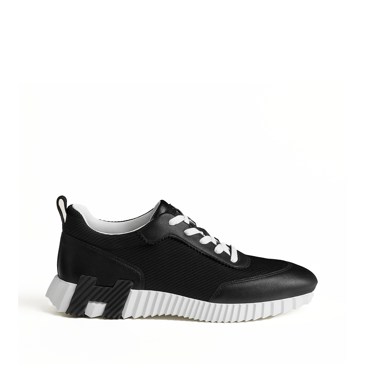 Hermes Bouncing Sneakers in black technical mesh and goatskin