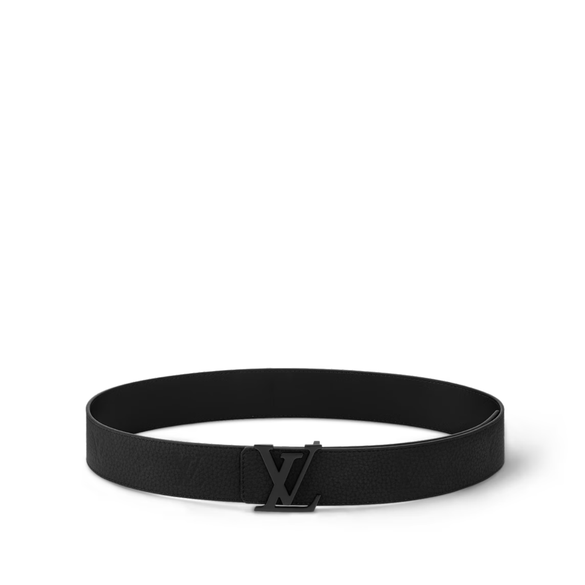 Louis Vuitton LV Aerogram Belt featuring a sleek grained black calf leather — view 1