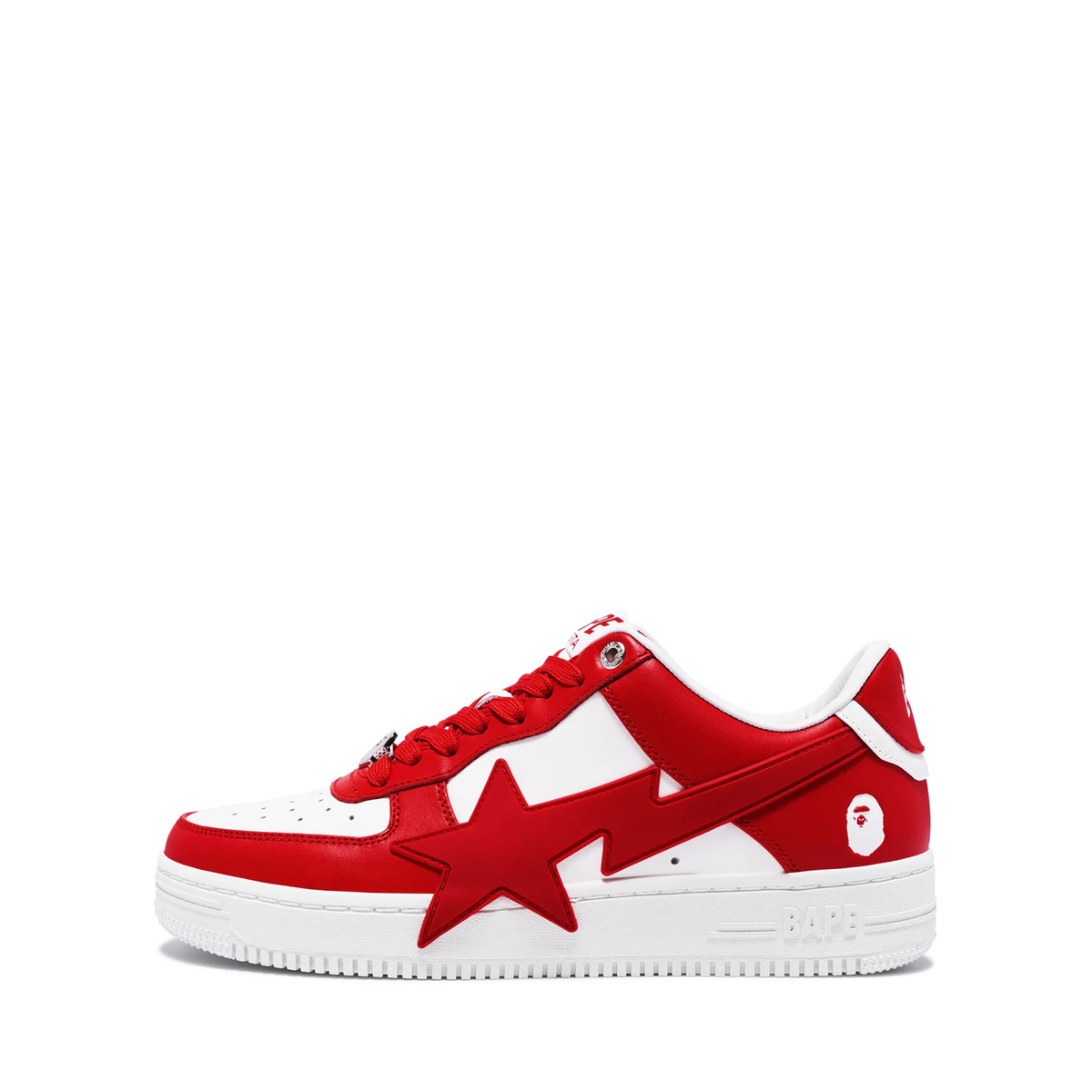 A Bathing Ape Bape Sta 6 low top sneakers in white and red leather