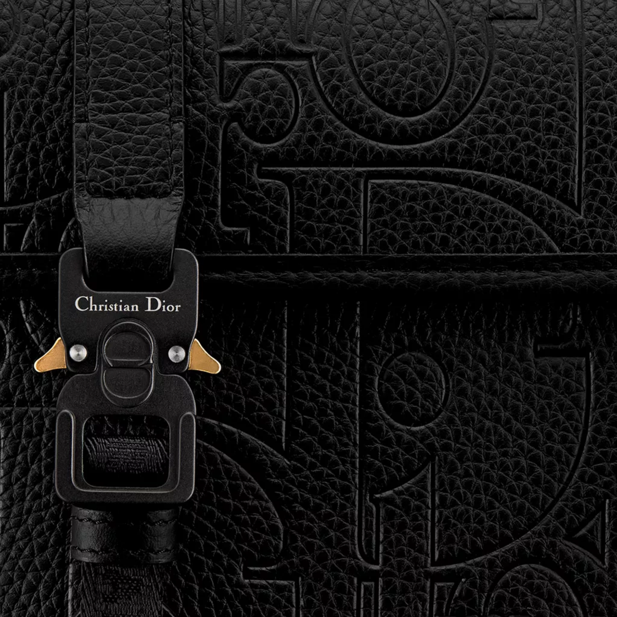 Dior Hit the Road Messenger Bag with Flap in black Dior Gravity leather — view 4