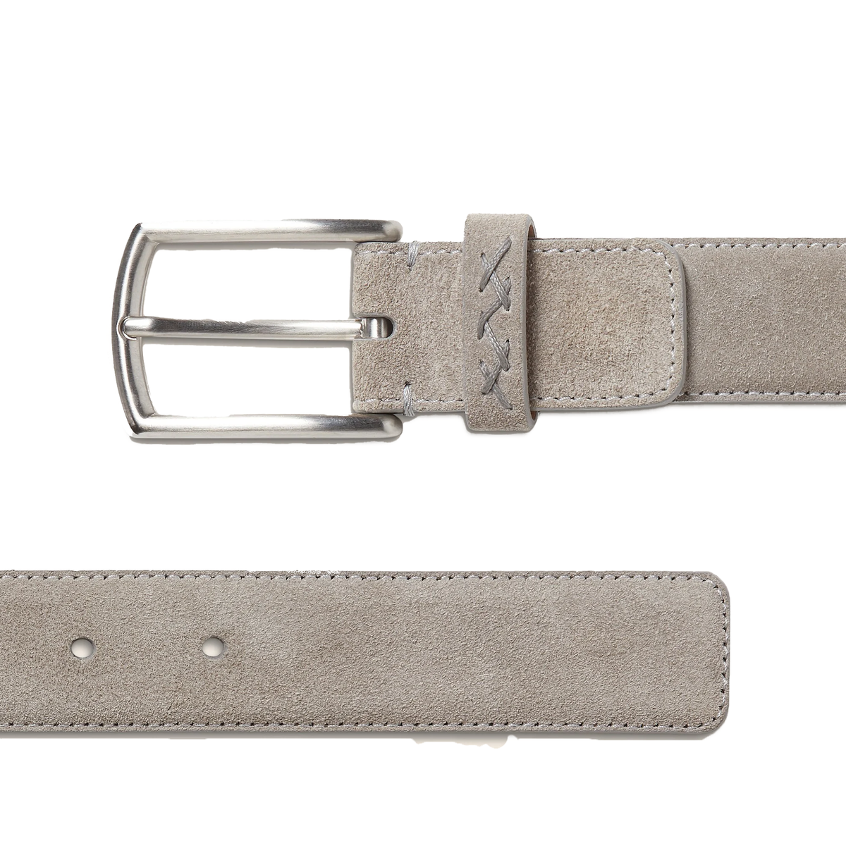 Zegna Grey Mlange Suede Belt featuring a textured grey suede — view 2