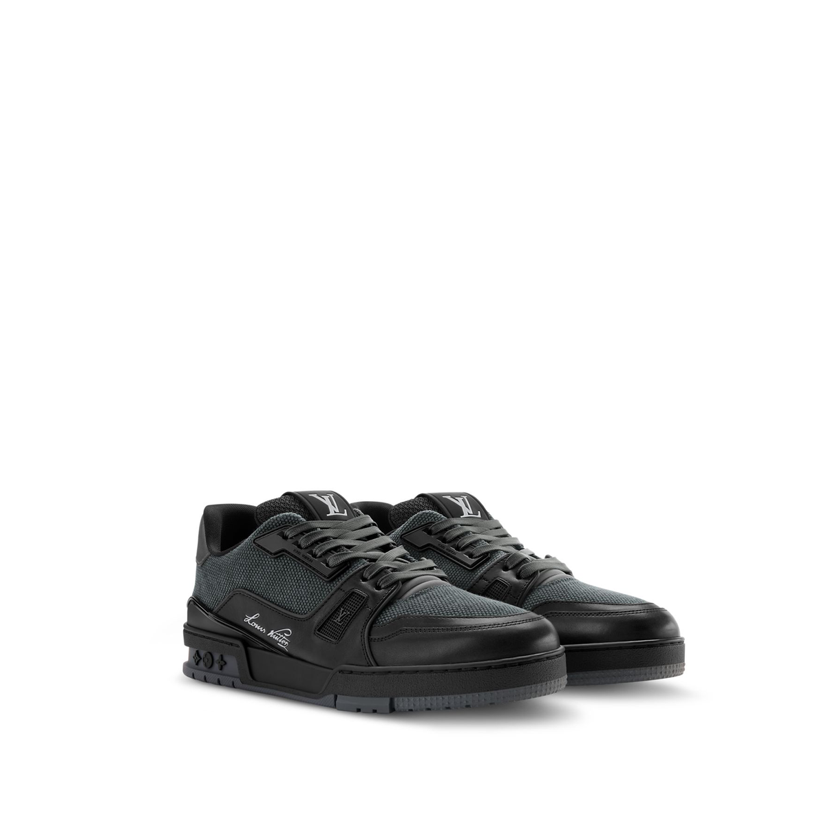 Louis Vuitton LV Trainer sneakers in black featuring a mix of textile and calf leather