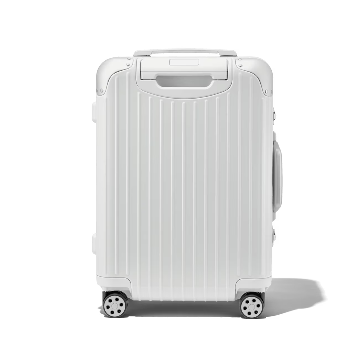 RIMOWA Hybrid Cabin suitcase in Silver is constructed from a lightweight