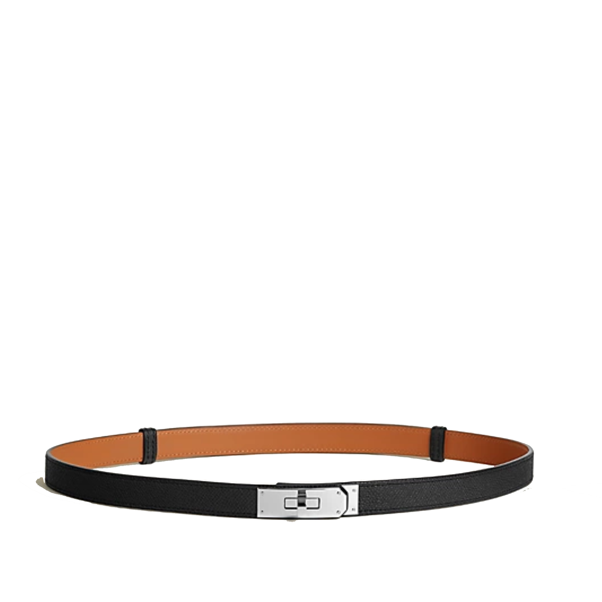 Hermès Kelly 18 belt in black leather featuring a polished silver tone — view 1