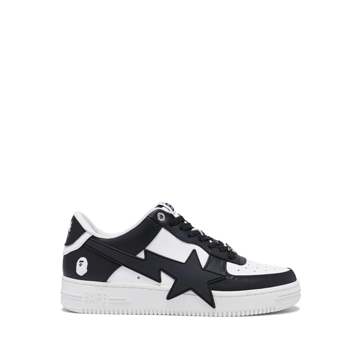 A Bathing Ape Bape Sta OS sneaker in a black and white colorway