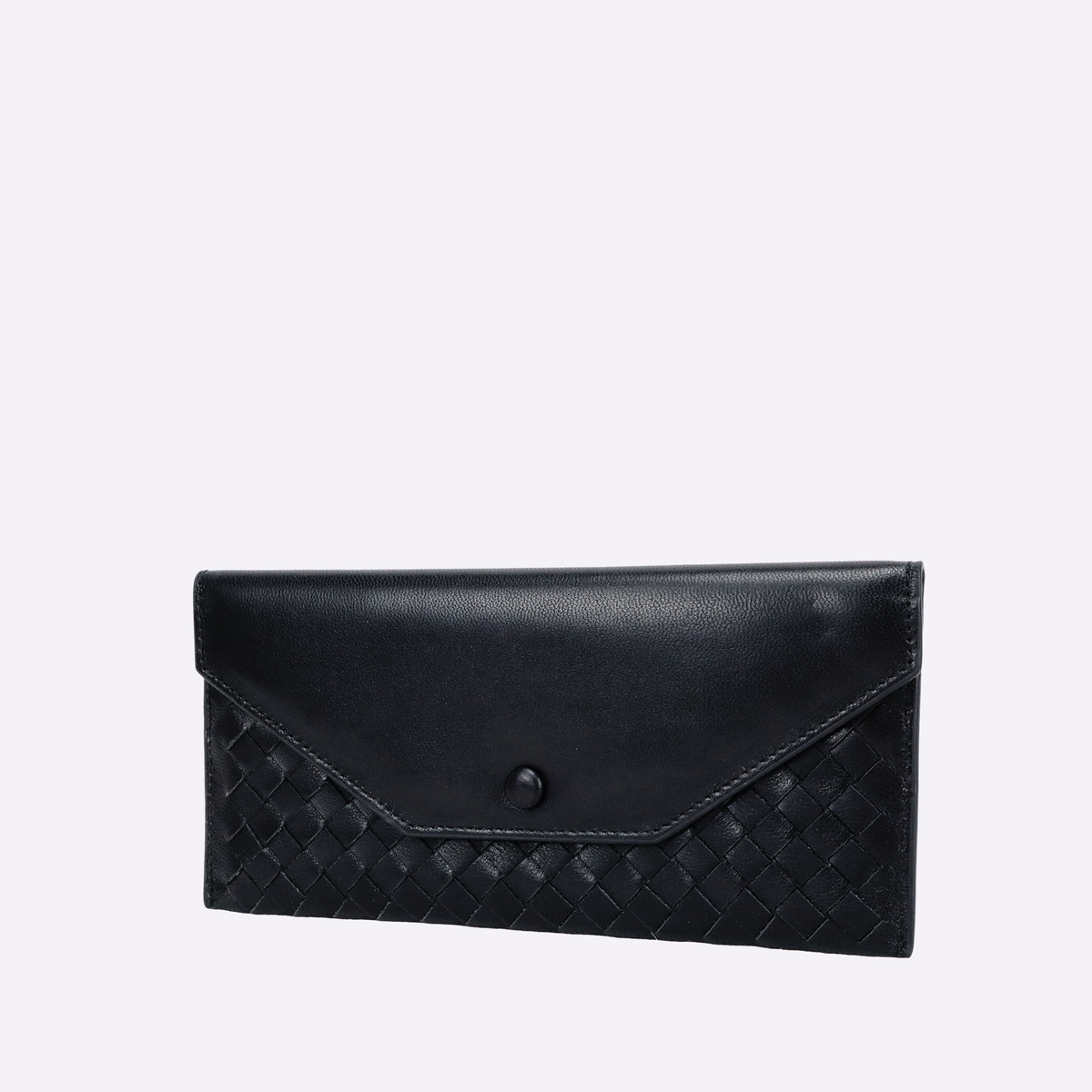 Bottega black genuine sheepskin leather wallet