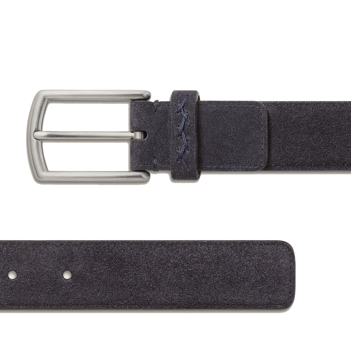 Zegna Navy Blue Suede Belt featuring a rich navy blue calf suede — view 2