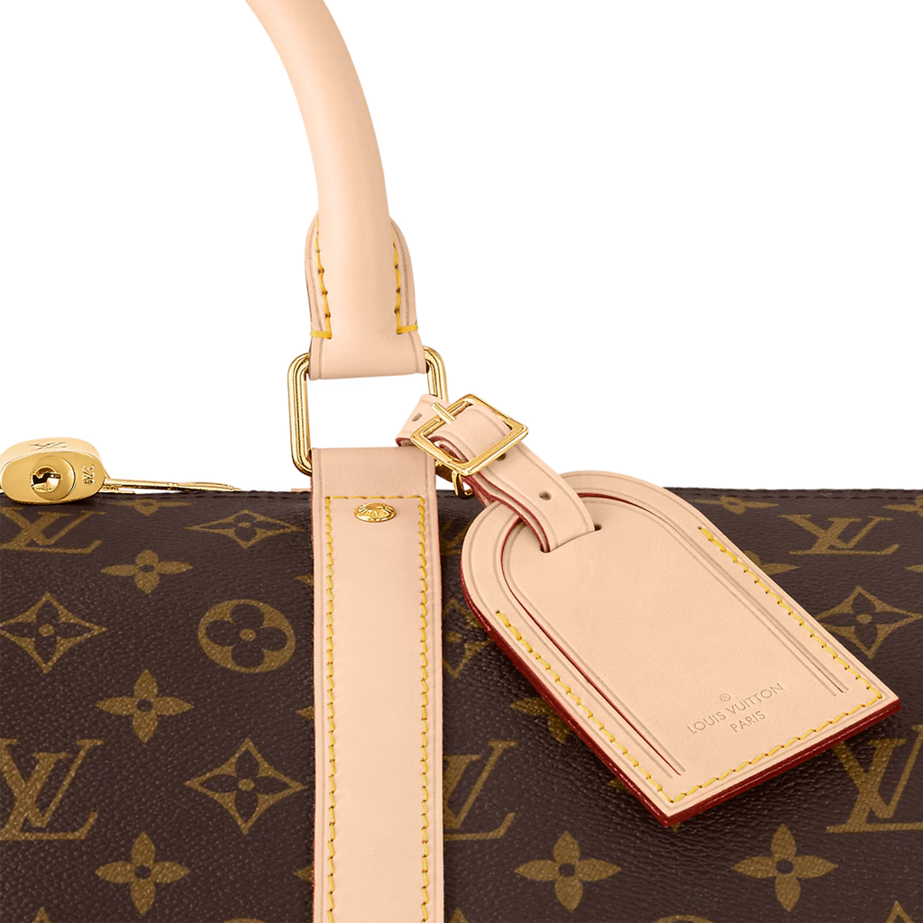Louis Vuitton Keepall 55 duffle bag in Monogram canvas with natural cowhide leather trim