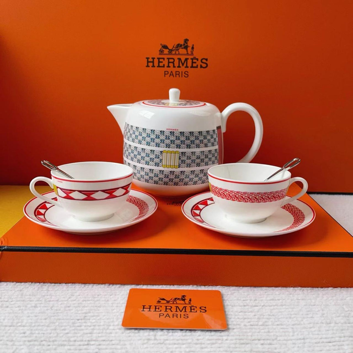 Herms Tressages Equestres teapot in porcelain