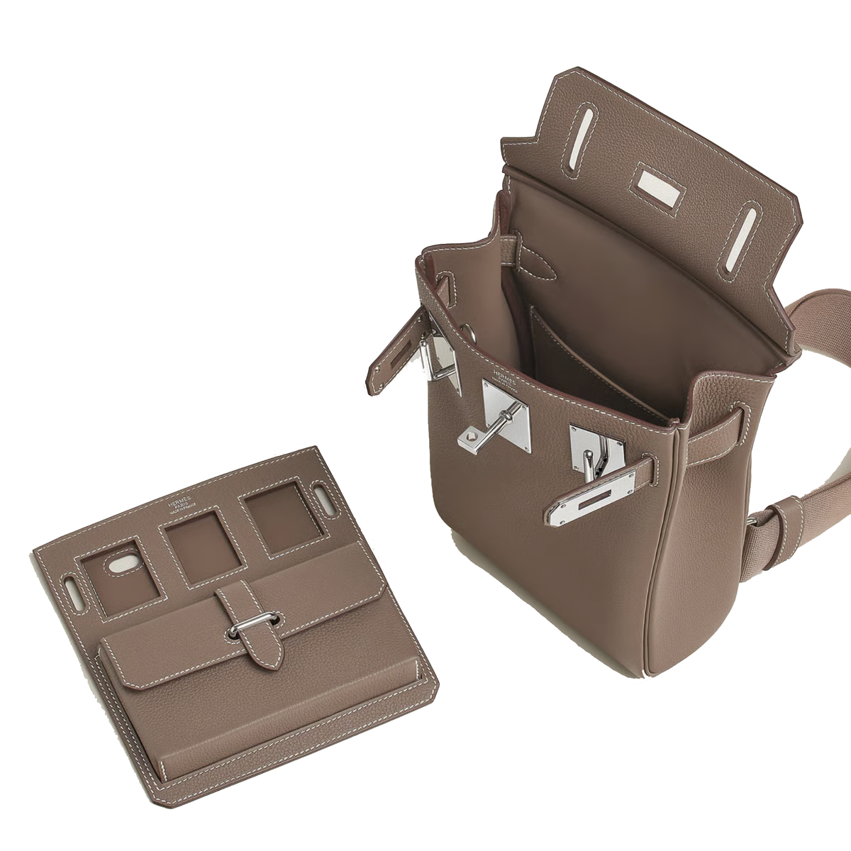 Beige Hermès Hac a Dos PM Haccess backpack crafted from grained Togo calfskin — view 4