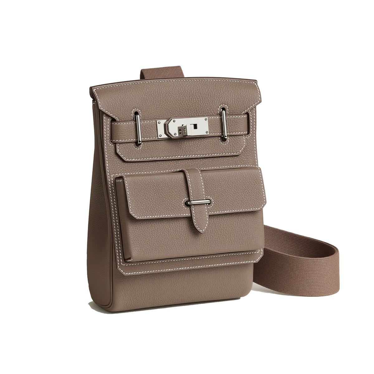 Beige Hermès Hac a Dos PM Haccess backpack crafted from grained Togo calfskin — view 2