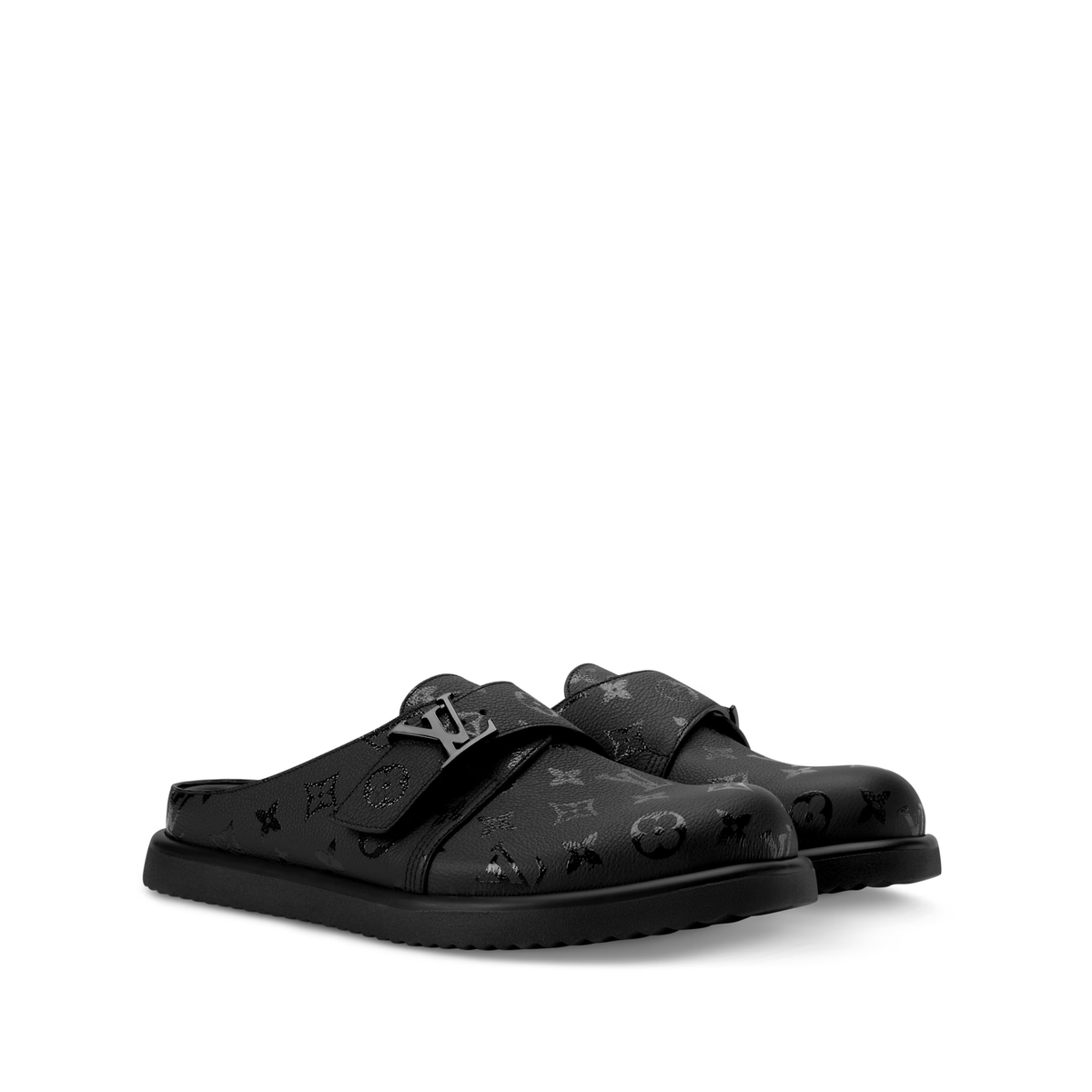 Louis Vuitton Easy Mules in black monogram grained calf leather