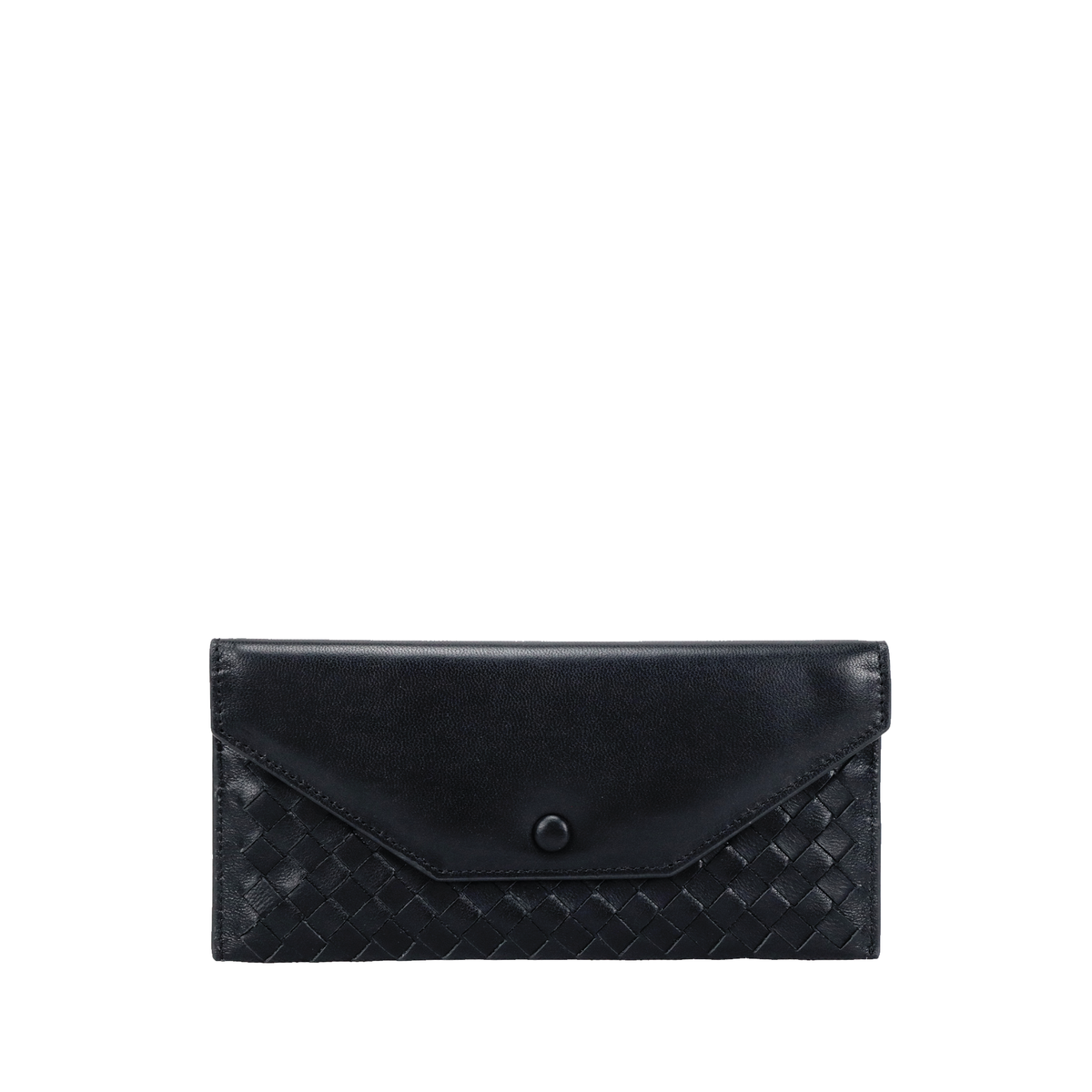 Bottega black genuine sheepskin leather wallet