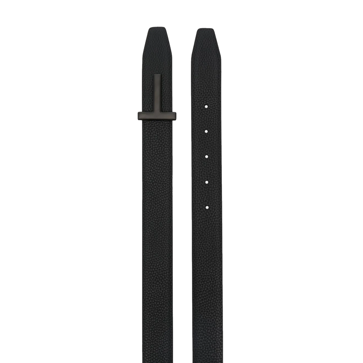 Tom Ford grained leather T Icon belt featuring a distinctive pebble textured black calfskin — view 3