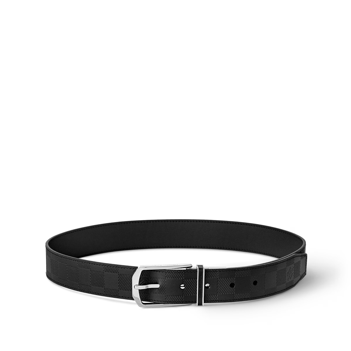 black Louis Vuitton Damier Graphite or Damier Infini canvas and leather belt — view 1