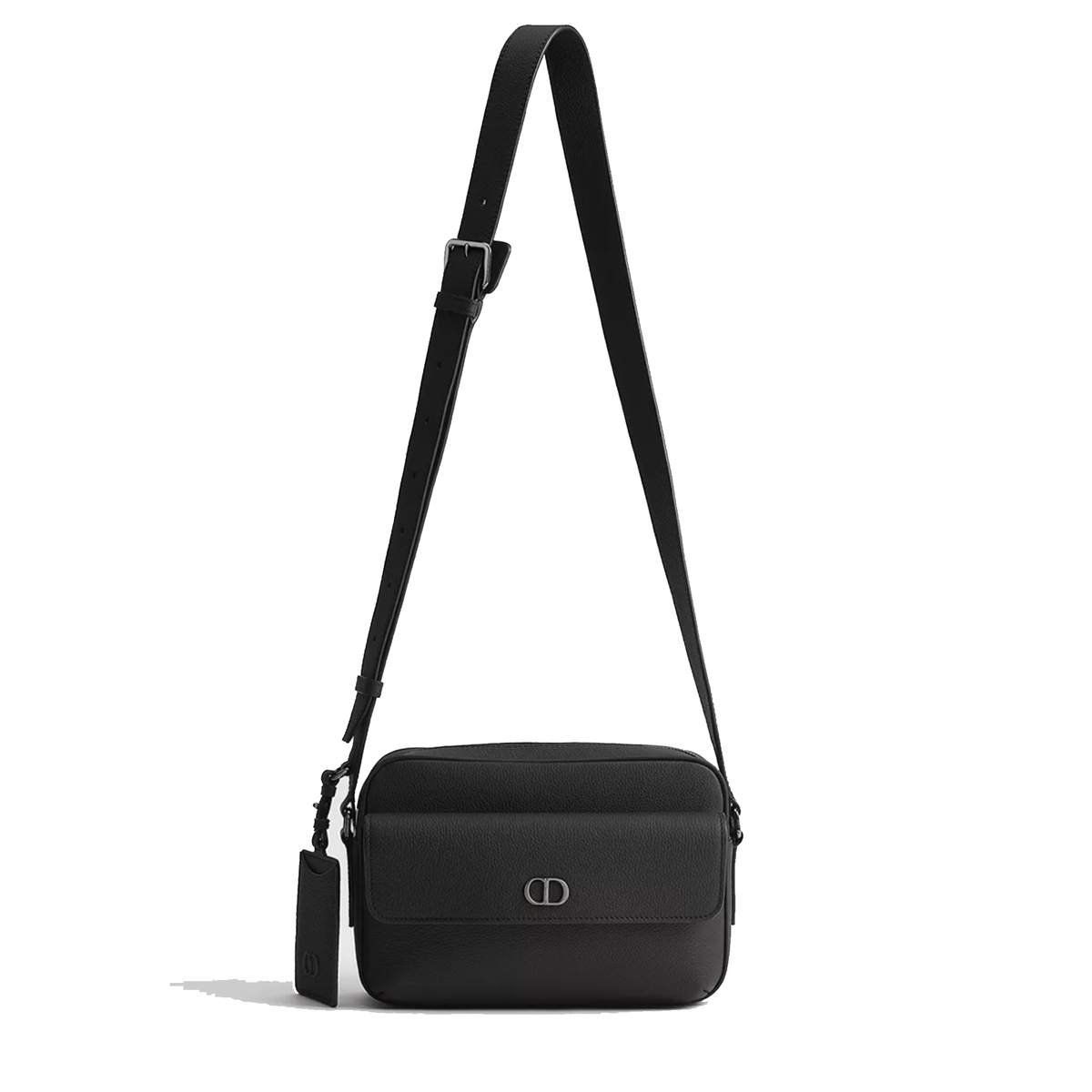 Dior CD Icon Zipped Messenger Bag in black matte grained calfskin