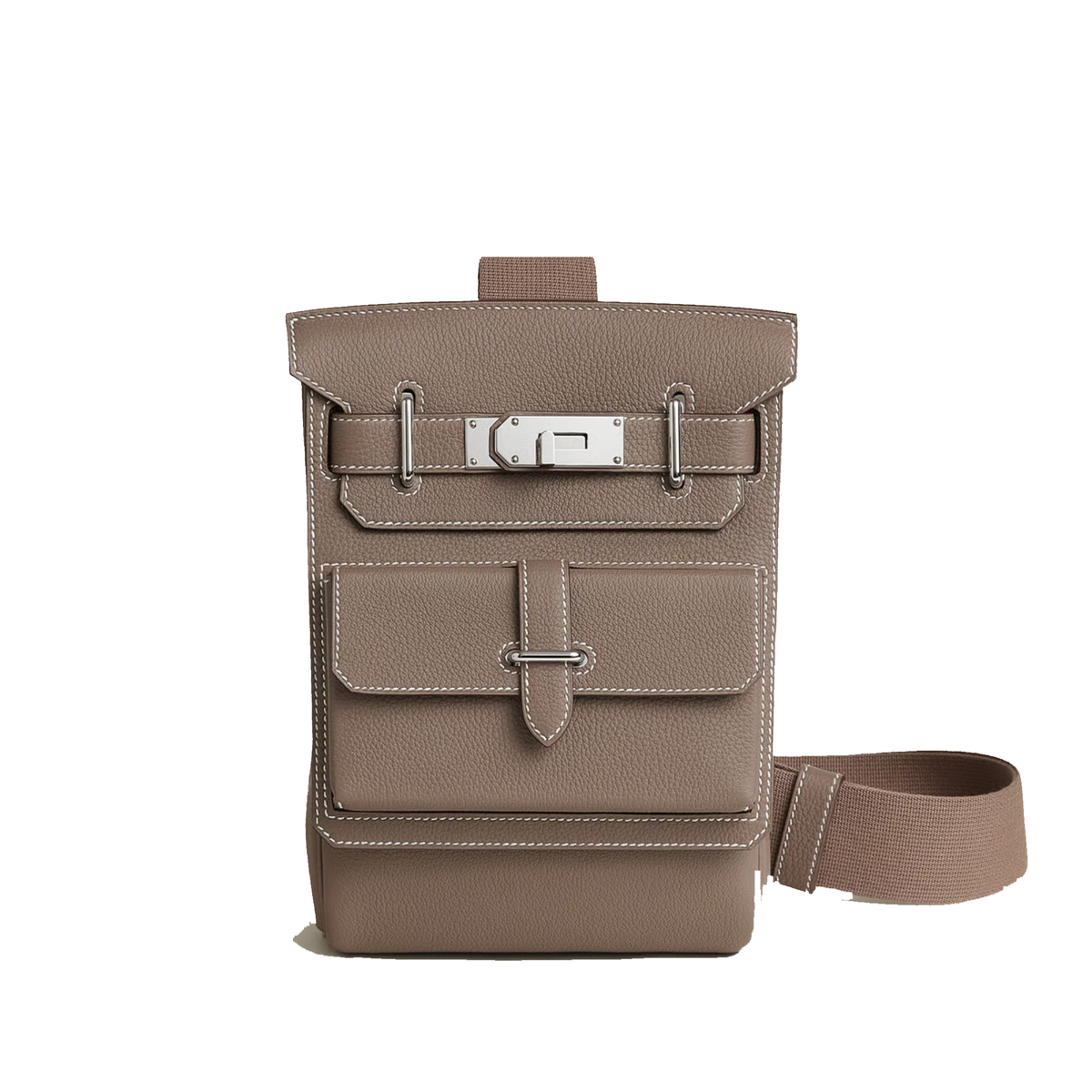 Beige Hermès Hac a Dos PM Haccess backpack crafted from grained Togo calfskin — view 1