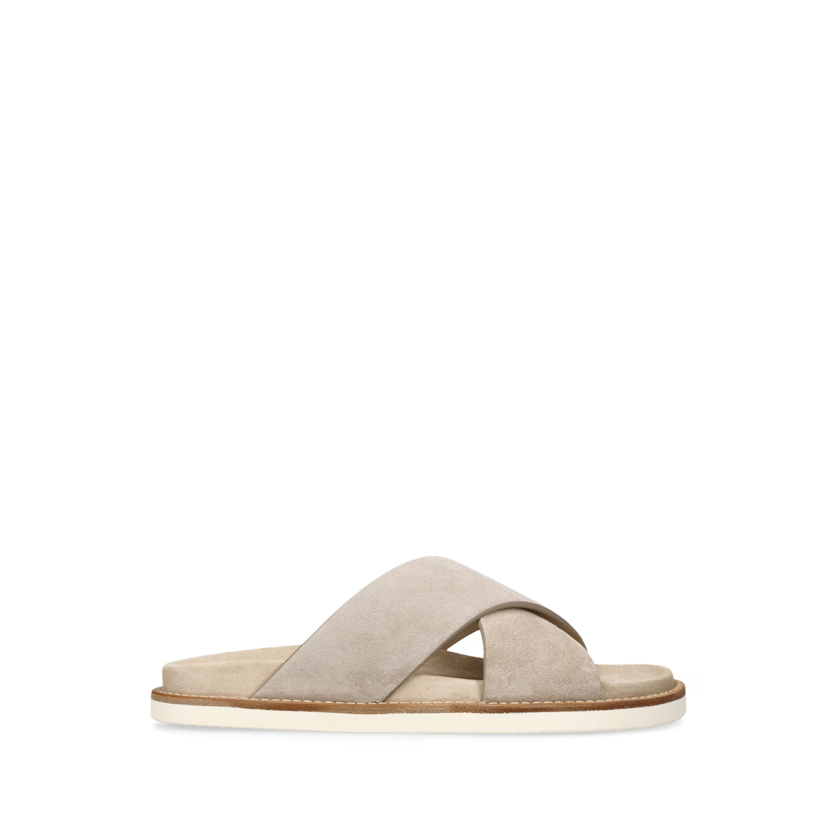 Brunello Cucinelli crossover strap suede sandals in off white