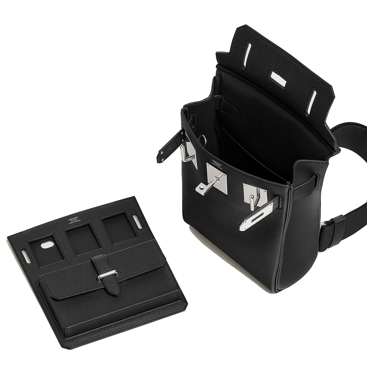 black Hermès Hac a Dos PM Haccess backpack crafted from grained Togo calfskin — view 3