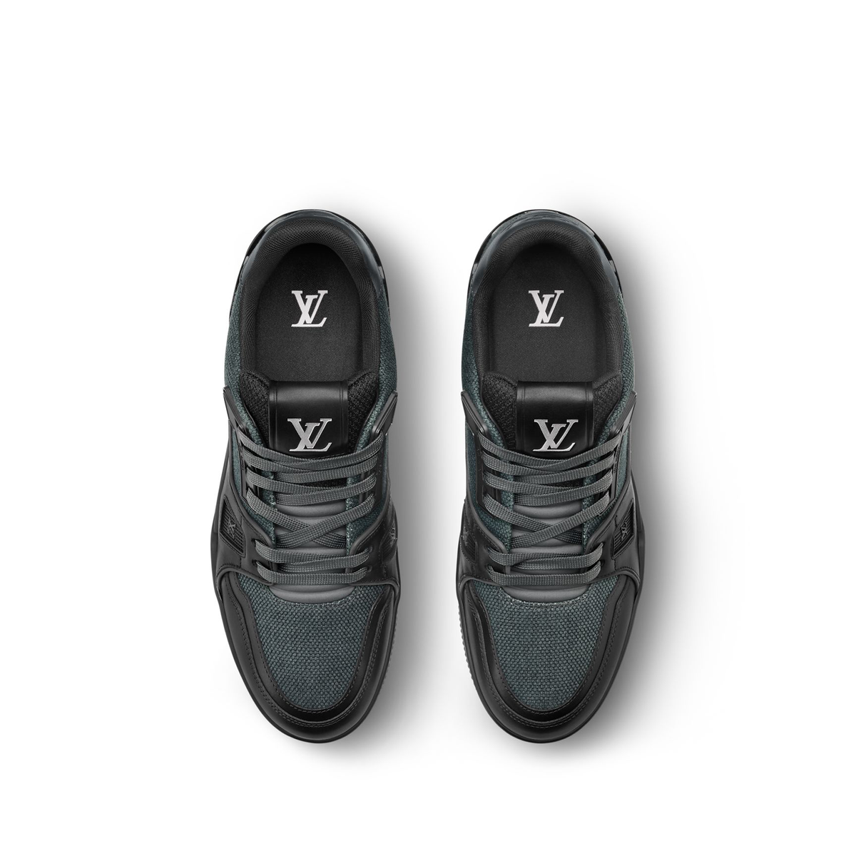 Louis Vuitton LV Trainer sneakers in black featuring a mix of textile and calf leather