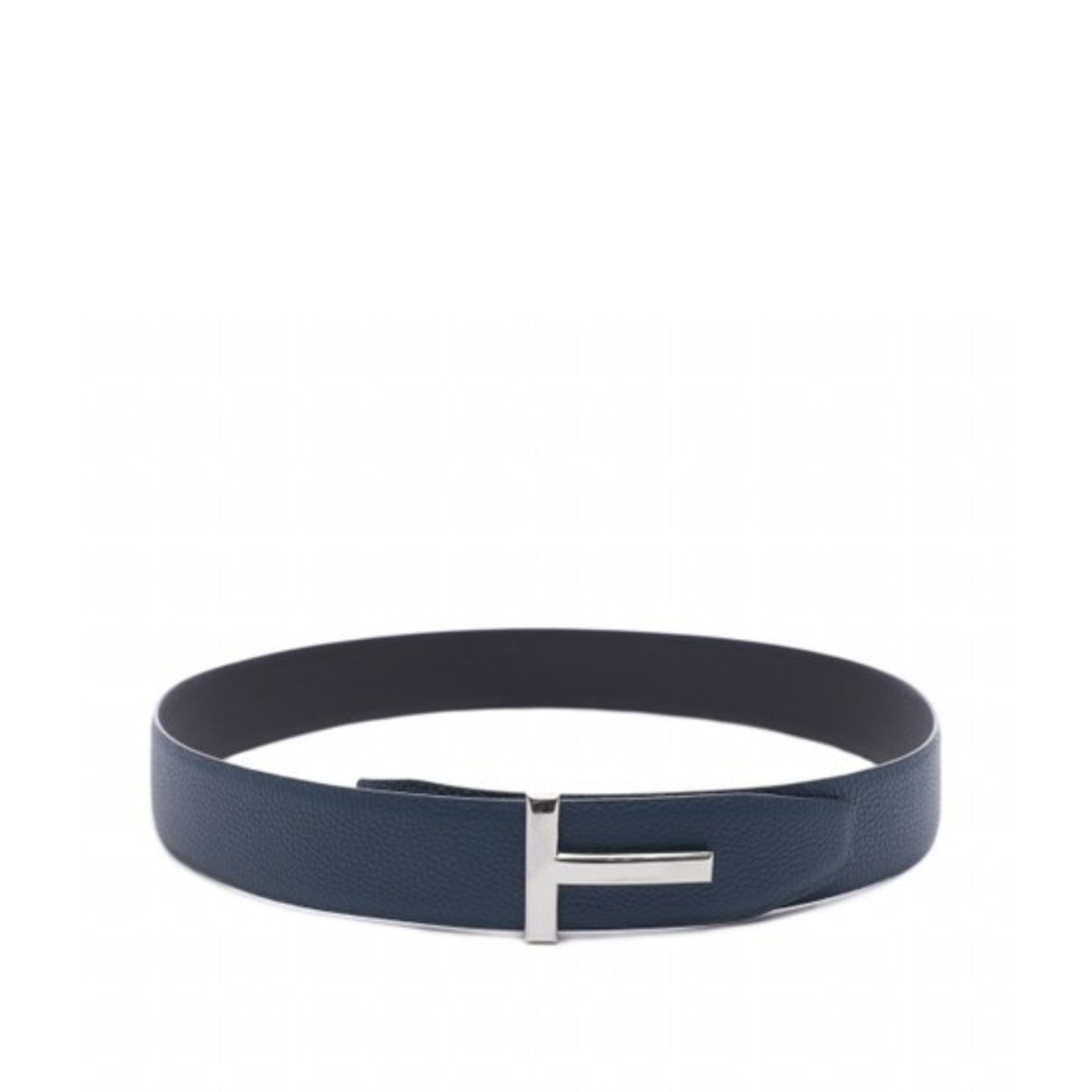 Tom Ford reversible textured leather belt featuring a signature silver tone — view 1