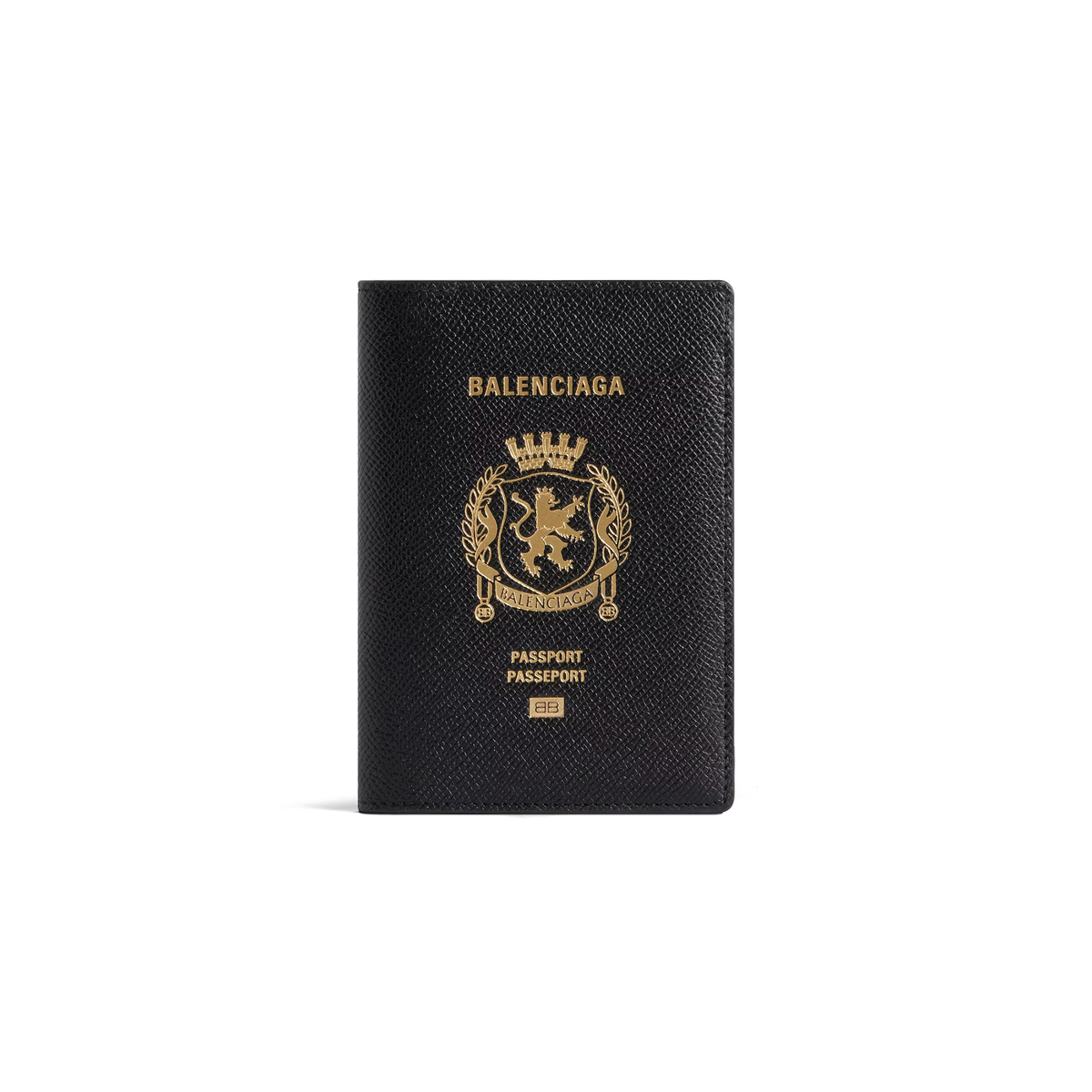 Balenciaga Mens Black Leather Passport Holder