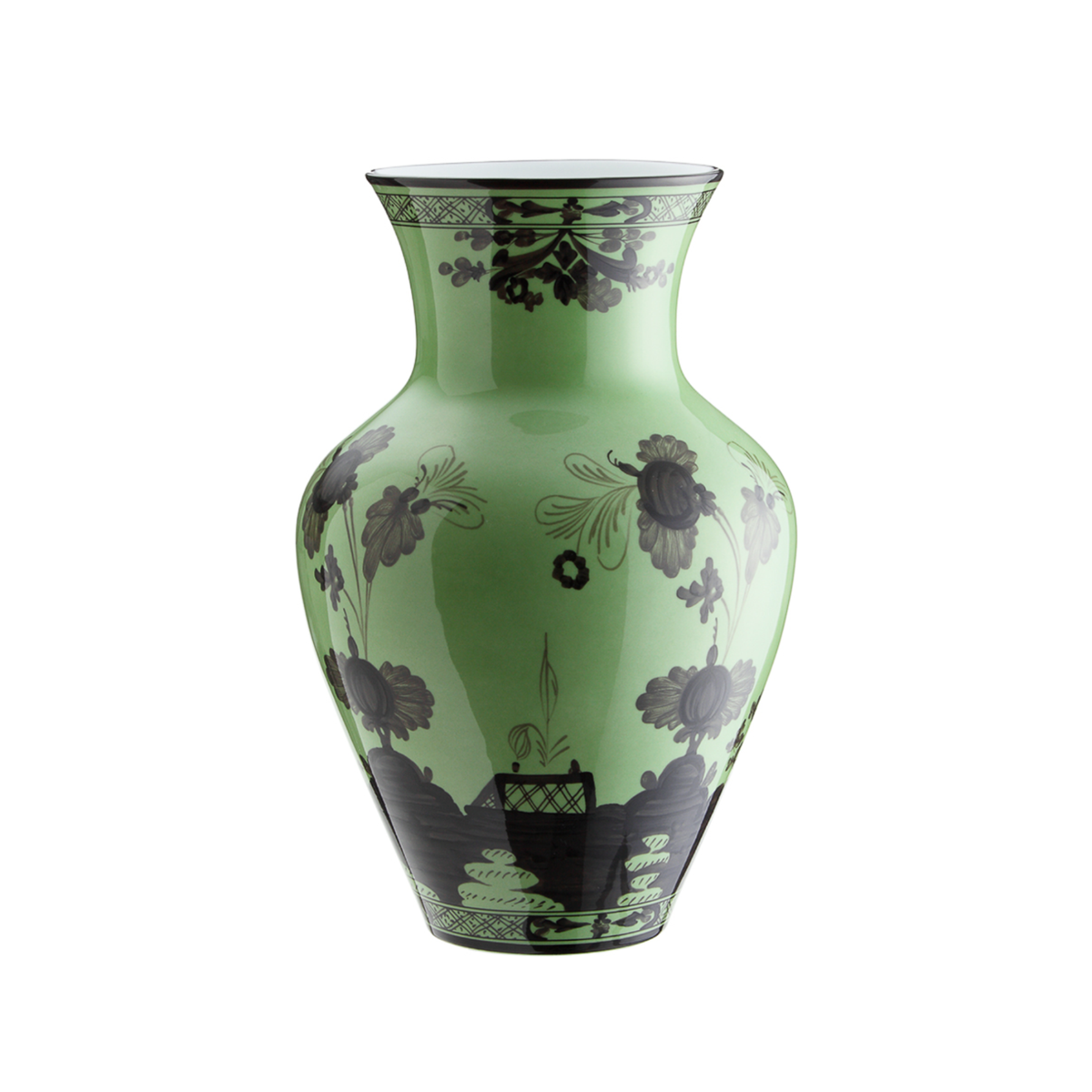 Ginori 1735 Oriente Italiano Bario Malachite Green Ming Vase — view 1