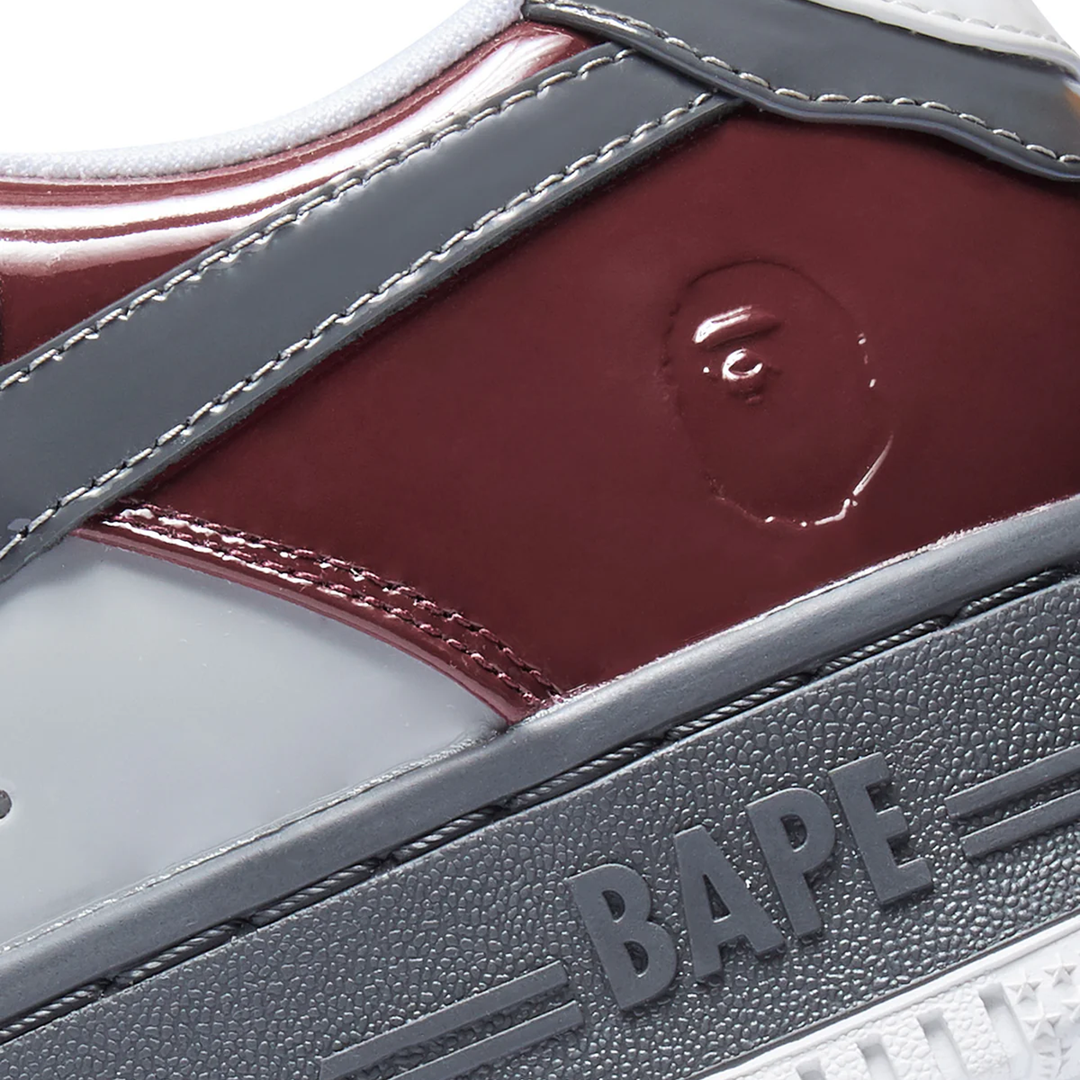 A Bathing Ape Bape Sta 2 M1 sneakers in the burgundy and grey