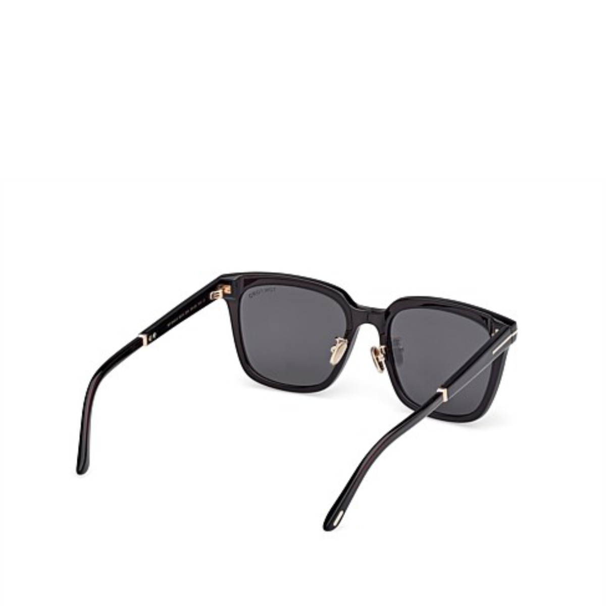 Tom Ford square frame sunglasses in shiny black with grey tinted lenses — view 2